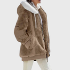 Fleece Hooded Jacket Women's Color Block Zip-Up Warm Coat – Casual, Winter · Faylori