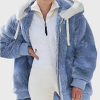 Fleece Hooded Jacket Women's Color Block Zip-Up Warm Coat – Casual, Winter · Faylori