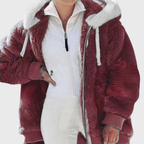 Fleece Hooded Jacket Women's Color Block Zip-Up Warm Coat – Casual, Winter · Faylori