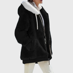 Fleece Hooded Jacket Women's Color Block Zip-Up Warm Coat – Casual, Winter · Faylori