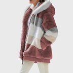 Fleece Hooded Jacket Women's Color Block Zip-Up Warm Coat – Casual, Winter · Faylori