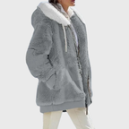 Fleece Hooded Jacket Women's Color Block Zip-Up Warm Coat – Casual, Winter · Faylori