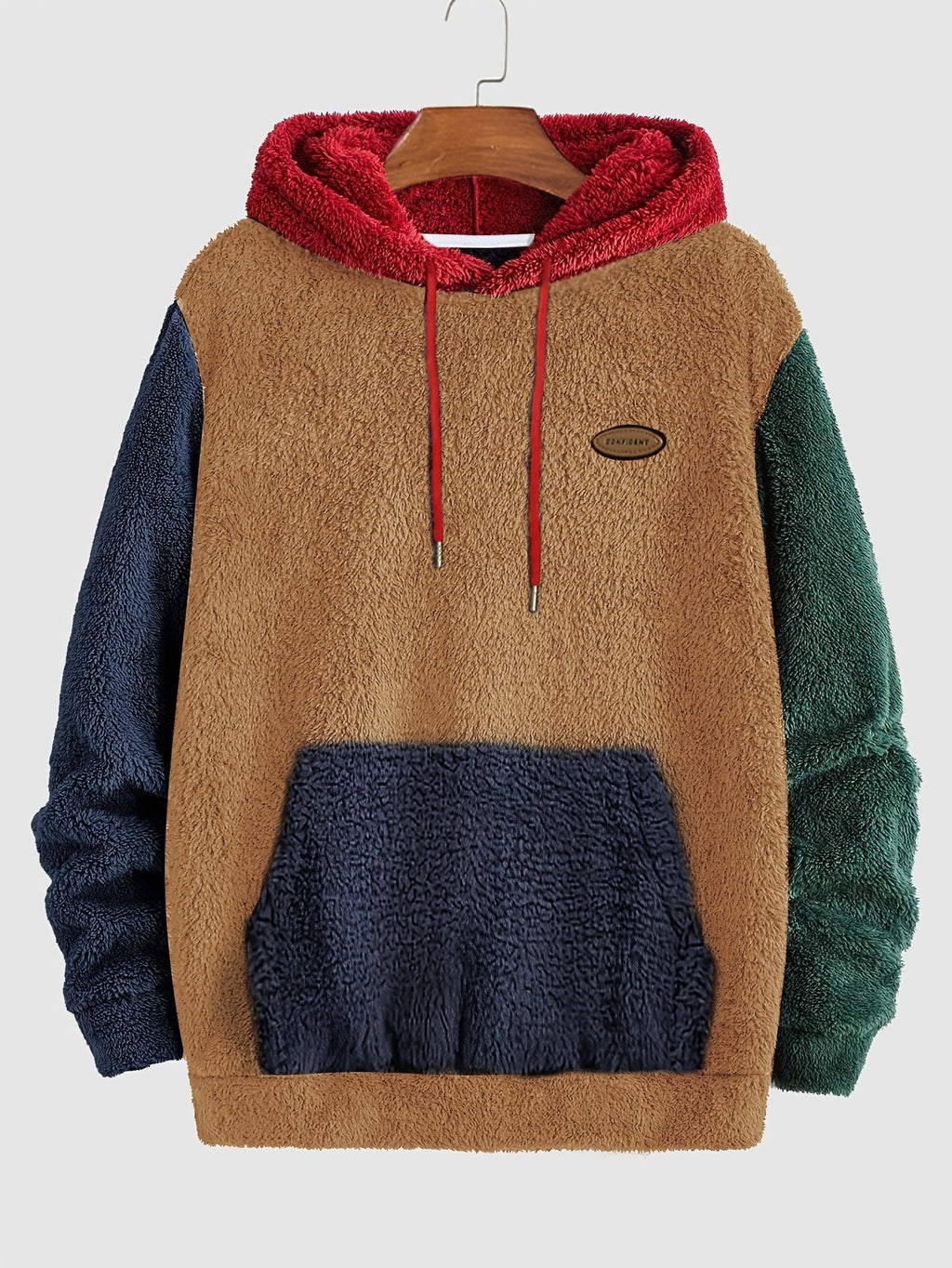 Fleece Hoodie and Jogger Set Men's Color-Block Kangaroo Pocket Tracksuit – Casual, Loungewear