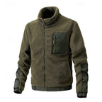Fleece Jacket Men's Full-Zip Stand Collar Sherpa Coat with Zip Pocket – Casual, Outdoor Warmth