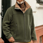 Fleece Jacket Men's Sherpa Collar Full-Zip Brown – Casual, Winter Outerwear · Faylori