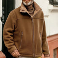 Fleece Jacket Men's Sherpa Collar Full-Zip Brown – Casual, Winter Outerwear · Faylori
