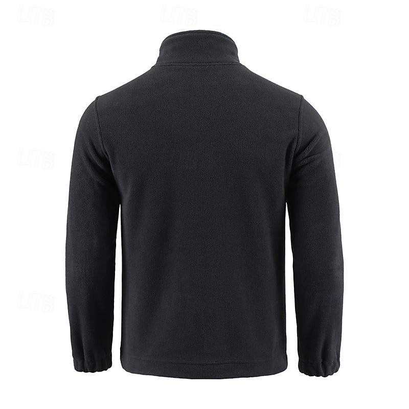 Fleece Jacket Men's Stand-Collar Full-Zip Green – Casual, Outdoor · Faylori