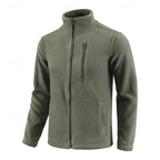 Fleece Jacket Men's Stand-Collar Full-Zip Green – Casual, Outdoor · Faylori