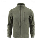 Fleece Jacket Men's Stand-Collar Full-Zip Green – Casual, Outdoor · Faylori