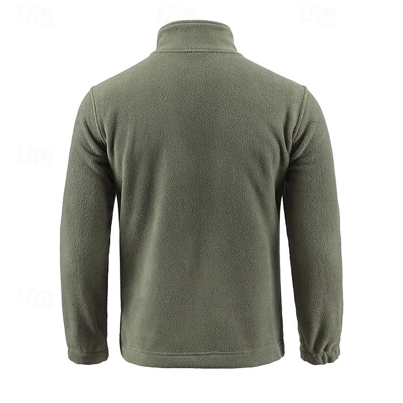 Fleece Jacket Men's Stand-Collar Full-Zip Green – Casual, Outdoor · Faylori