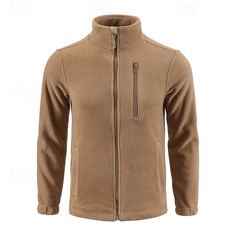 Fleece Jacket Men's Stand-Collar Full-Zip Green – Casual, Outdoor · Faylori