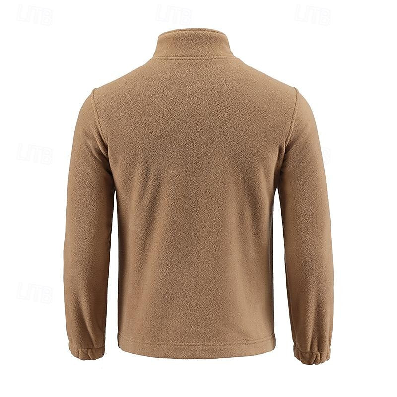 Fleece Jacket Men's Stand-Collar Full-Zip Green – Casual, Outdoor · Faylori