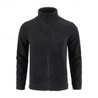 Fleece Jacket Men's Stand-Collar Full-Zip Green – Casual, Outdoor · Faylori