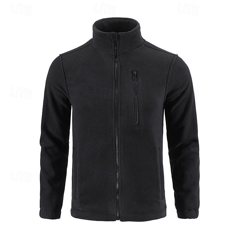 Fleece Jacket Men's Stand-Collar Full-Zip Green – Casual, Outdoor · Faylori