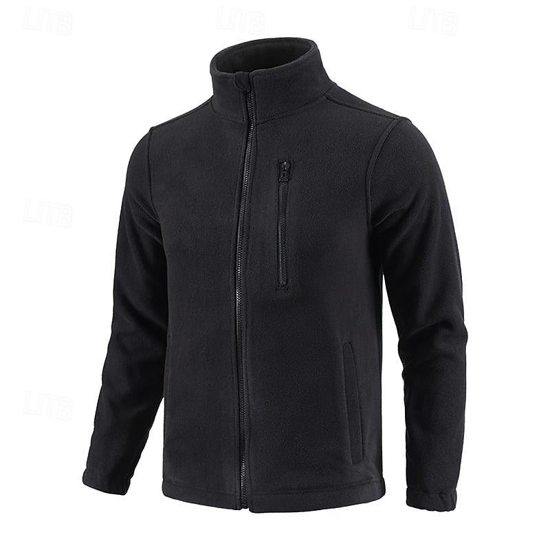 Fleece Jacket Men's Stand-Collar Full-Zip Green – Casual, Outdoor · Faylori