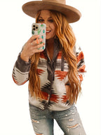 Fleece Jacket Women's Aztec Print Snap-Front – Casual, Fall Layering Outerwear · Faylori