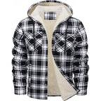 Fleece-Lined Hooded Flannel Shirt Jacket Men's Plaid Button-Up Shacket – Casual, Winter