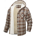 Fleece-Lined Hooded Flannel Shirt Jacket Men's Plaid Button-Up Shacket – Casual, Winter