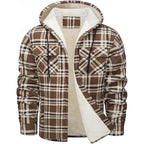 Fleece-Lined Hooded Flannel Shirt Jacket Men's Plaid Button-Up Shacket – Casual, Winter