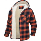 Fleece-Lined Hooded Flannel Shirt Jacket Men's Plaid Button-Up Shacket – Casual, Winter