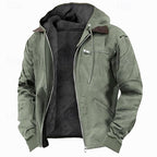 Fleece-Lined Hooded Jacket Men's Brown Full-Zip – Casual, Winter Outdoor Warmth · Faylori