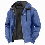 Fleece-Lined Hooded Jacket Men's Brown Full-Zip – Casual, Winter Outdoor Warmth · Faylori