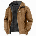 Fleece-Lined Hooded Jacket Men's Brown Full-Zip – Casual, Winter Outdoor Warmth · Faylori