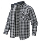 Fleece-Lined Plaid Flannel Shirt Jacket Men's Red Long Sleeve Overshirt – Casual, Winter