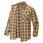 Fleece-Lined Plaid Flannel Shirt Jacket Men's Red Long Sleeve Overshirt – Casual, Winter