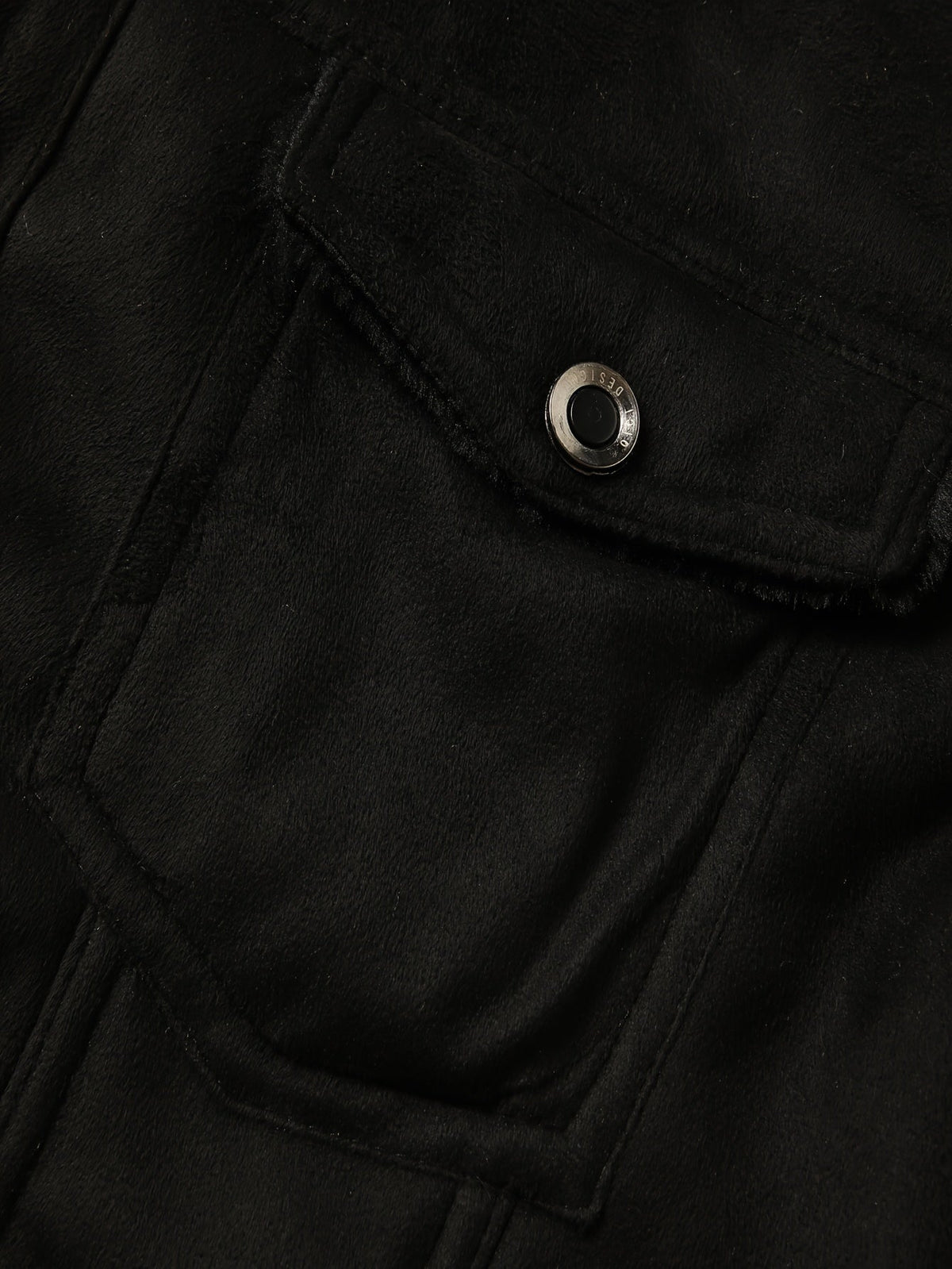 Fleece-Lined Trucker Jacket Men's Black Suede with Fur Collar – Casual, Winter Outerwear Gift