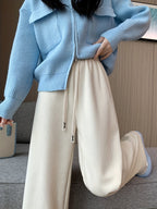 Fleece-Lined Wide-Leg Lounge Pants Women's Corduroy Warm Thermal Bottoms – Casual, Winter Home Wear