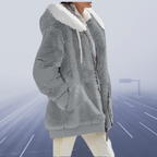 Fleece Teddy Jacket Women's Oversized Hooded Zip-Up Green – Casual, Winter, Office, Gift