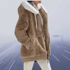 Fleece Teddy Jacket Women's Oversized Hooded Zip-Up Green – Casual, Winter, Office, Gift