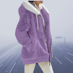 Fleece Teddy Jacket Women's Oversized Hooded Zip-Up Green – Casual, Winter, Office, Gift