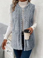 Fleece Vest Women's Sleeveless with Pockets Textured – Casual, Layering, Office, Gift