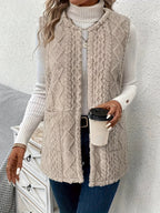 Fleece Vest Women's Sleeveless with Pockets Textured – Casual, Layering, Office, Gift