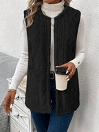 Fleece Vest Women's Sleeveless with Pockets Textured – Casual, Layering, Office, Gift