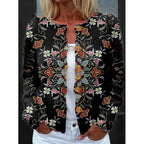 Floral Button-Front Cardigan Women's Long Sleeve Round Neck Knit Jacket – Casual, Office, Gift