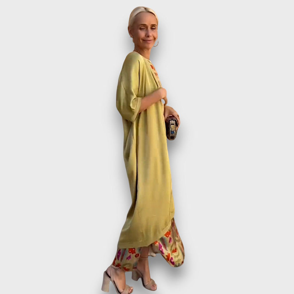 Floral Print Maxi Dress with Airy Cardigan Set Women's Sleeveless – Casual, Holiday, Office, Gift