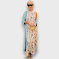 Floral Print Maxi Dress with Airy Cardigan Set Women's Sleeveless – Casual, Holiday, Office, Gift