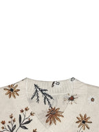 Floral V-Neck Sweater Women's Long Sleeve Knit Pullover Beige – Casual, Fall Layering Top for Everyday Wear