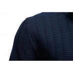 Half-Zip Knit Sweater Men's Textured Mock Neck Pullover Green – Casual, Office, Gift