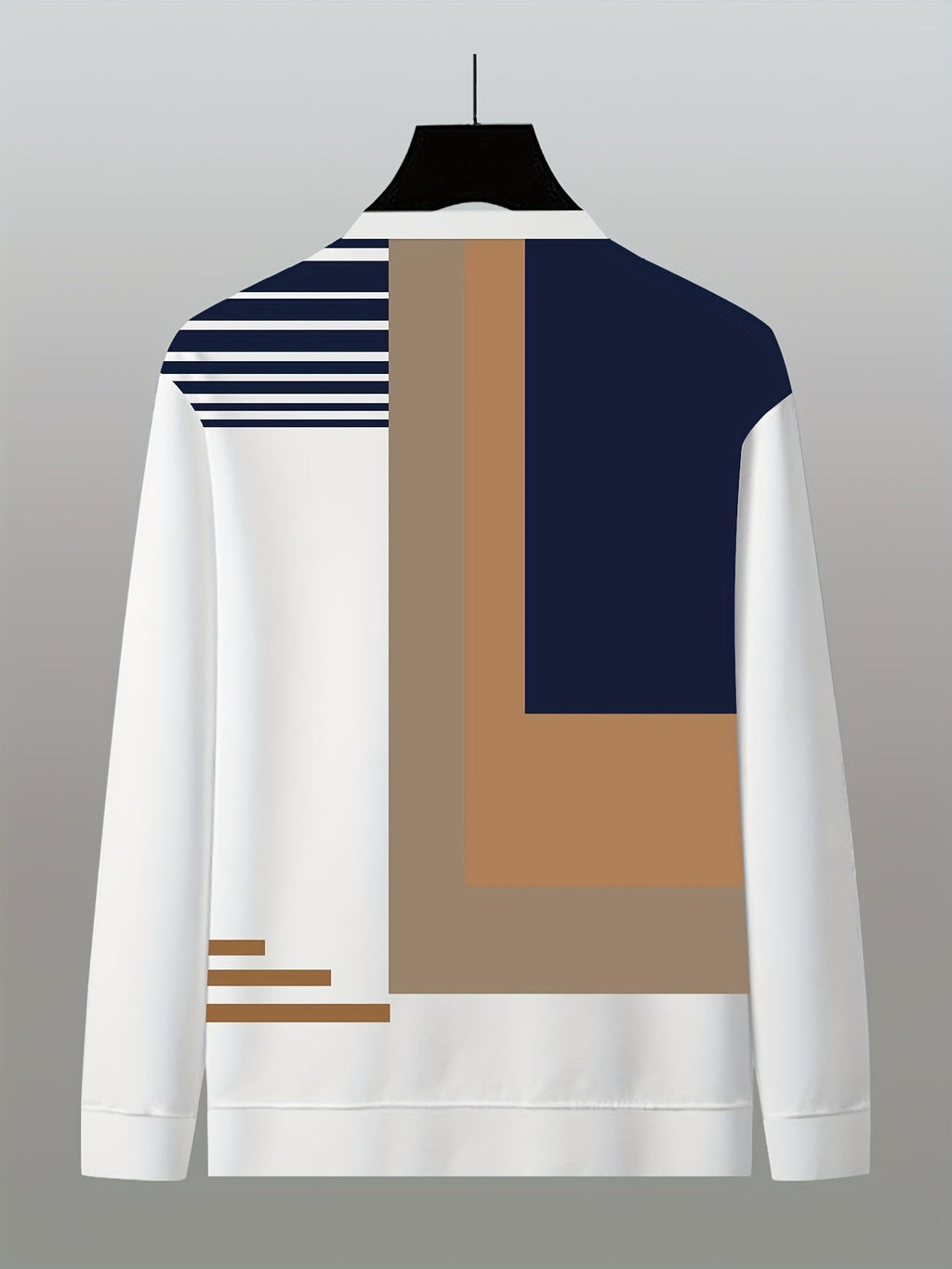 Half-Zip Pullover Men's Color Block Stripe Long Sleeve Sweatshirt – Casual, Office, Everyday