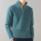 Half-Zip Pullover Sweater Men's Knit Ribbed Collar Black – Casual, Office · Faylori