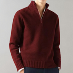 Half-Zip Pullover Sweater Men's Knit Ribbed Collar Black – Casual, Office · Faylori