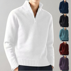 Half-Zip Pullover Sweater Men's Knit Ribbed Collar Black – Casual, Office · Faylori