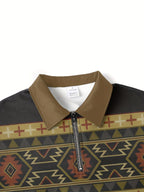 Half-Zip Pullover Sweatshirt Men's Aztec Southwestern Print Stand Collar – Casual, Everyday
