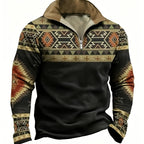 Half-Zip Pullover Sweatshirt Men's Aztec Southwestern Print Stand Collar – Casual, Everyday