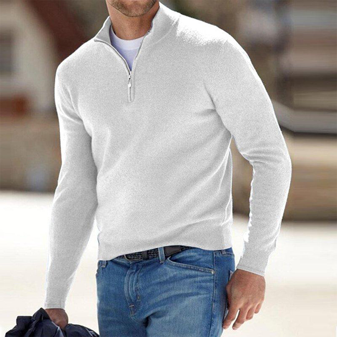 Half-Zip Sweater Men's Long Sleeve Knit Pullover with Ribbed Cuffs – Casual, Office, Gift
