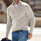 Half-Zip Sweater Men's Long Sleeve Knit Pullover with Ribbed Cuffs – Casual, Office, Gift